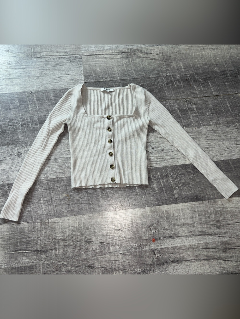 Madewell Rosseau Square-Neck Crop Cardigan Top